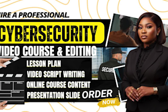 do cybersecurity video course, online course content, ai, lesson plan, ppt slide