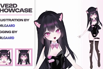 create 2d vtuber model, 2d vtuber design, live2d rigging anime for vtube studio
