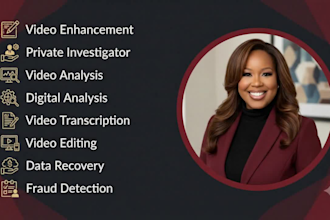 forensic video analysis and image enhancement, audio analysis, noise removal