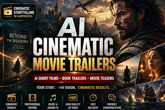 create a cinematic ai movie trailer, short film or book trailer book teaser