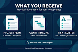 create your project plan, timeline and risk register
