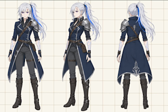 create custom anime character sheet or character art