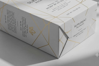 design german supplement or hemp product packaging box and label