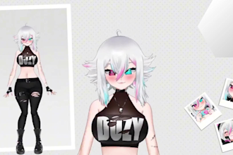 design live2d vtuber model, vtuber rigging, 2d vtuber model, vtuber commission