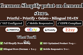 build a germany shopify pod store integrated with etsy and ebay