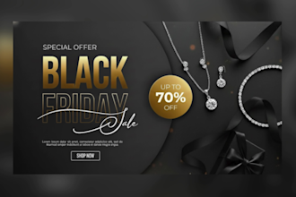 make black friday new year, season sale, christmas, or valentine day banner
