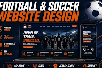 football website designer for soccer club, academy and jersey store