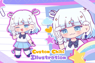 draw cute chibi anime style for avatar, stickers, or gift