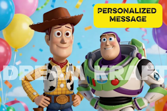 create a toy story birthday video message with woody and buzz