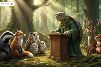 create ai motivational video with tortoise character