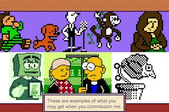 draw a basic and funny 8 bit pixel art picture