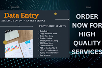 iwill do fastest data entry in one day and internet research
