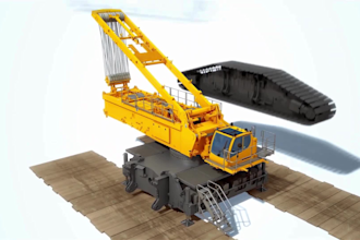 create 3d industrial heavy machinery crane and construction equipment animation