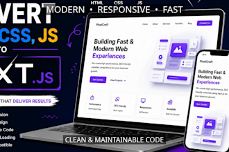 convert your HTML,CSS,javascript website to nextjs