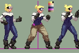 pixel art animation, 2d sprite sheet animation, pixel character design, game art