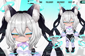 design and rig cute chibi vtuber model in anime style for vtube studio stream