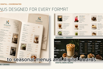 design a premium cafe and restaurant menu