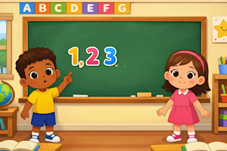 create  children book animation, 2d animation, kids animation learning video