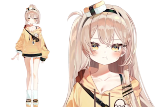 draw and rig live 2d vtuber model, 2d pngtuber, 2d vtuber rigging in anime style