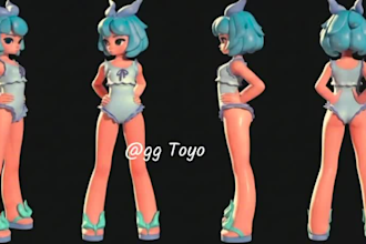 create cute stylized 3d anime characters for games and videos