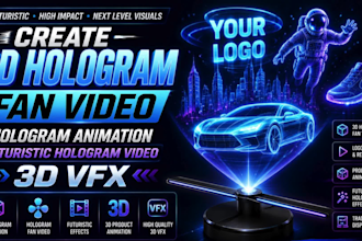 create 3d hologram fan video hologram animation futuristic hologram video 3d vfx