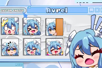 draw custom twitch emotes animated emotes sub badges vtuber chibi emote for kick