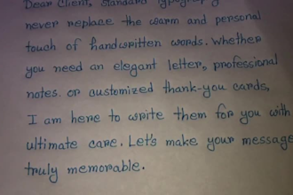 beautifully handwrite your letter, notes, thank you note