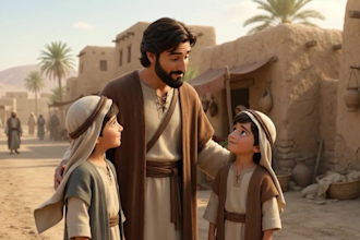 create ai bible stories,bible illustration,christian youtube channel, kids bible