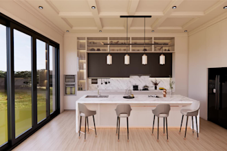 photo realistic modern 3d kitchen design with enscape