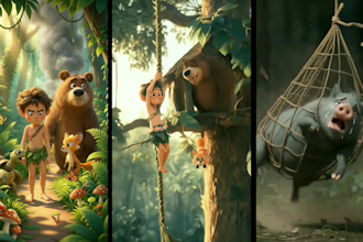 do 3d kids animation, 3d cartoon story and 3d thumbnail