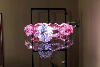 create 3d hologram fan animation, holographic display, trade booth advertising
