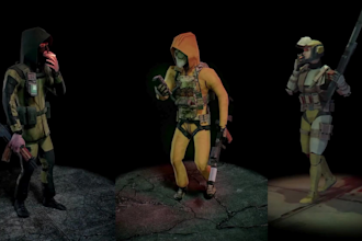 create retro ps1 psx lowpoly character model and loop animation