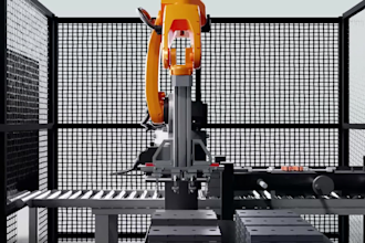 create 3d industrial robotics, factory automation animation