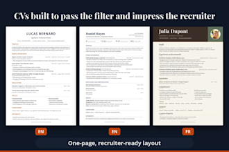 write and design a french or english CV, ats friendly