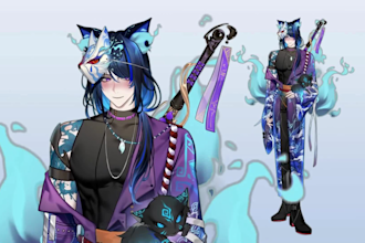 create custom male vtuber live 2d model furry anime style live 2d vtuber rigging