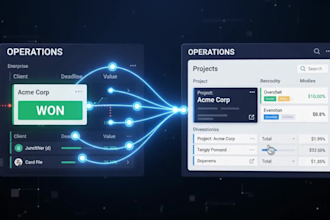 monday CRM sales to operations workflow multi board automation  finance workflow