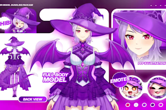 design vtuber bundle for your stream in anime style