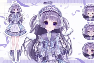 design and rigging your vtuber model, vtuber filter, live2d in anime style