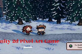 develop unity pixel art game, pixel web game, top down game, retro game in unity