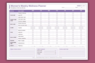 design custom printable and digital womens wellness planner