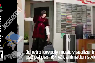 create 3d retro lowpoly music visualizer in ps2 ps1 psx n64 y2k animation style