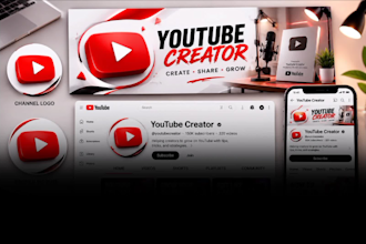 design professional youtube channel branding ,logo , banner