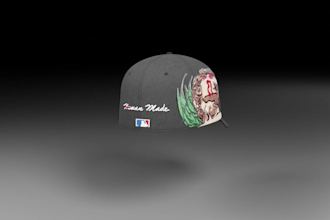 create custom 3d cap design, hat mockup and product rendering for clothing brand