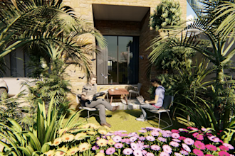 create modern house design, floor plan and 3d rendering