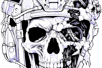 draw tactical skull illustration for t shirt and merchandise