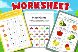 design professional kids worksheets of any grade