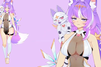 design live 2d vtuber model with vtuber riggng male or female 2d vtuber model