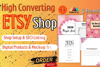 design etsy digital products, etsy ebook, etsy pod with etsy seo for etsy shop