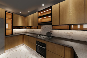 design a luxury modern kitchen with realistic 3d render