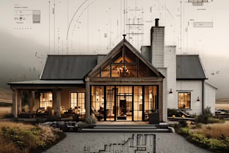 do ai home designs in painting style with technical drawings
